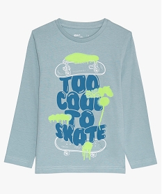 GEMO Tee-shirt garçon à manches longues avec motif Bleu