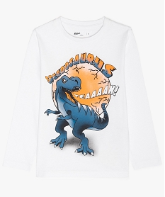 GEMO Tee-shirt garçon à manches longues avec motif Blanc
