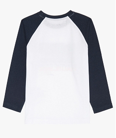 tee-shirt garcon imprime a manches longues contrastantes blancB142401_2