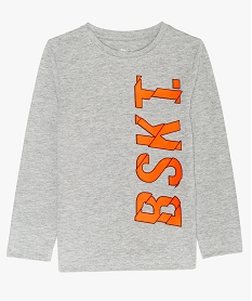 GEMO Tee-shirt garçon chiné imprimé fluo chiné Gris