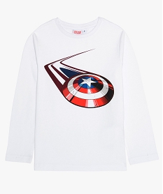 GEMO Tee-shirt garçon à manches longues - Marvel Imprimé Captain America Blanc