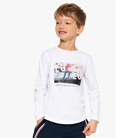 GEMO Tee-shirt garçon à manches longues imprimé - Lulu Castagnette Blanc