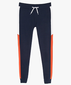 GEMO Pantalon de jogging garçon molletonné avec bandes colorées Bleu