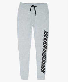 pantalon de jogging garcon avec inscription sur la jambe en jersey chine et molletonne gris pantalonsB146101_1
