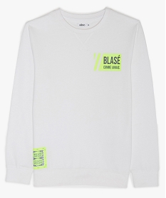 GEMO Sweat garçon non molletonné avec inscription fluo spéciale gamers Blanc