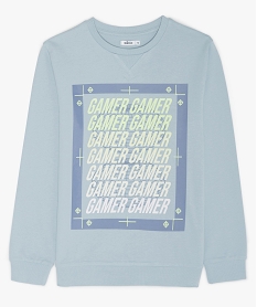 GEMO Sweat garçon non molletonné avec inscription fluo spéciale gamers Bleu