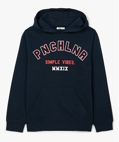 GEMO Sweat garçon à capuche en jersey molletonné et imprimé noir chine