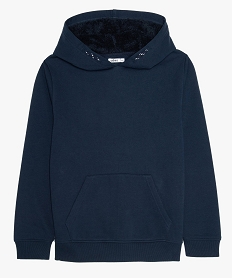 GEMO Sweat garçon molletonné à capuche chaude noir chine