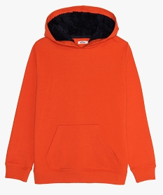 GEMO Sweat garçon molletonné à capuche chaude Orange