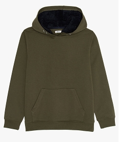 sweat garcon molletonne a capuche chaude vert sweatsB147601_1