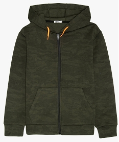 GEMO Sweat garçon zippé à motif ton sur ton Brun