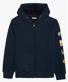GEMO Sweat garçon zippé à doublure chaude noir chine