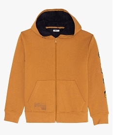 GEMO Sweat garçon zippé à doublure chaude marron standard
