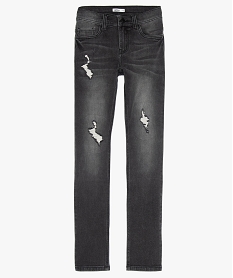 GEMO Jean garçon skinny effet usé Noir