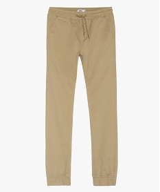 pantalon garcon en toile avec taille et bas de jambe elastiques beigeB150301_1