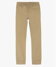 pantalon garcon en toile avec taille et bas de jambe elastiques beigeB150301_2