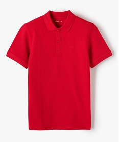 GEMO Polo à manches courtes uni en maille piquée garçon rouge standard