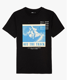 GEMO Tee-shirt garçon à manches courtes imprimé urbain kaki vif