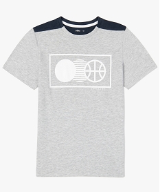 GEMO Tee-shirt garçon chiné avec dos contrastant Multicolore