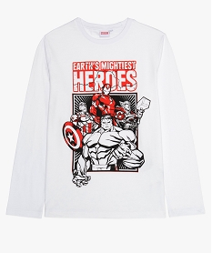 GEMO Tee-shirt garçon à manches longues imprimé - Marvel Blanc