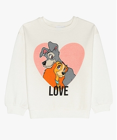 sweat fille en molleton doux a motif  - disney animals la belle et le clochard beige sweatsB160201_1