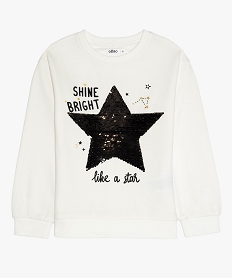 sweat fille molletonne avec motif en sequins reversibles etoile beige sweatsB160501_1