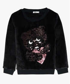 sweat fille en matiere peluche a imprime fantaisie anime noir sweatsB161101_1