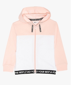 GEMO Sweat fille zippé multicolore avec taille élastiquée Rose