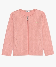 GEMO Sweat fille matelassé et pailleté avec fermeture zippée Rose