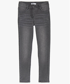 GEMO Jean fille coupe slim 4 poches en matière extensible Gris