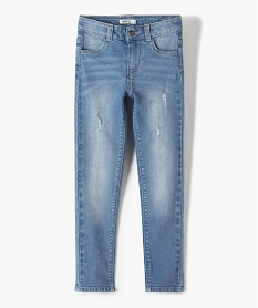 GEMO Jean fille stretch coupe Slim avec marques dusure Gris