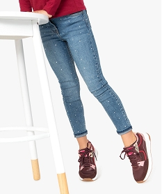 jean fille skinny taille haute a strass - lulu castagnette gris jeansB163401_1