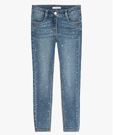 jean fille skinny taille haute a strass - lulu castagnette gris jeansB163401_2