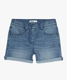 GEMO Short en jean fille stretch à revers Gris