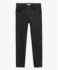 GEMO Pantalon fille aspect enduit à taille élastiqué Noir