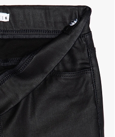 pantalon fille aspect enduit a taille elastique noirB164801_2