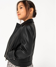 blouson fille zippe look rock a doublure duveteuse noirB168301_1