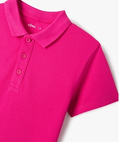 polo fille a manches courtes en coton pique uni rose tee-shirtsB169701_2