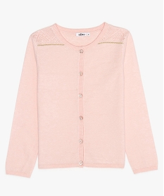 gilet fille a details pailletes et epaules ajourees rose giletsB170201_1