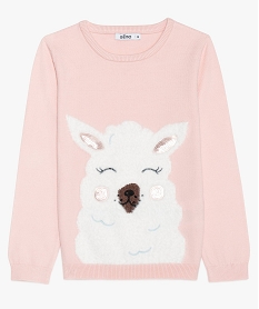 GEMO Pull fille à motif animal XXL pailleté avec sequins et fil Lurex Rose