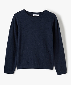 GEMO Pull fille à nopes uni Bleu