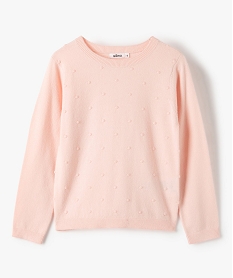 GEMO Pull fille à nopes uni Rose