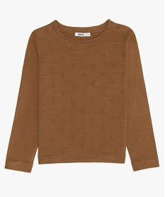GEMO Pull fille à nopes uni Orange