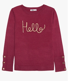 GEMO Pull fille avec broderie dorée et poignets boutonnés Rose