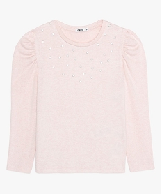 GEMO Pull fille à manches ballon et motif étoiles argentées Rose