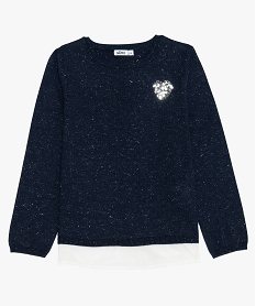 GEMO Pull fille 2-en-1 léger à détails pailletés Bleu