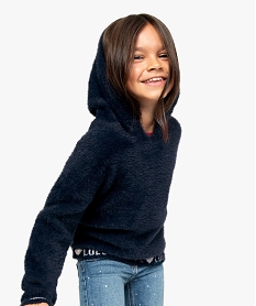 GEMO Pull fille à capuche en maille peluche – Lulu Castagnette Bleu