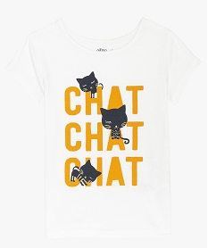GEMO Tee-shirt fille imprimé à manches courtes jaune chine