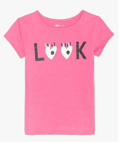 GEMO Tee-shirt fille imprimé à manches courtes rose standard