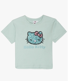 GEMO Tee-shirt court fille avec motif dessiné - Hello Kitty Bleu